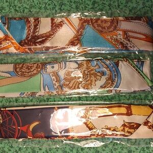Elegant Silk Twillies with Nautical and Baroque Patterns NWOT